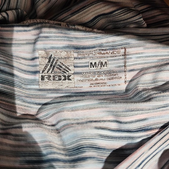 RBX TShirt Womens Size Medium Gray Pink Striped Athletic VNeck Short Sleeve - Picture 5 of 6